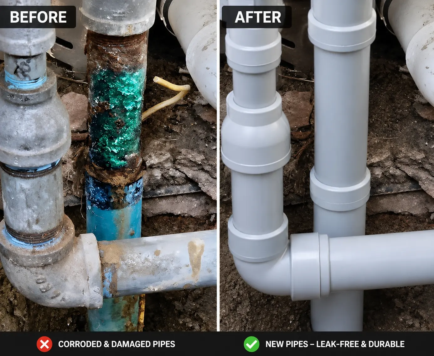 Corroded metal pipe replacement Georgetown TX